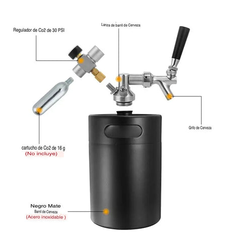 Chopeira Mini Keg de 2 Litros con Mini Regulador de CO2