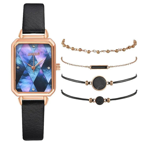 Lujoso reloj de oro para señora + 4 pulseras gratis