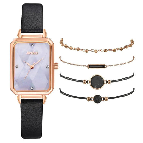 Lujoso reloj de oro para señora + 4 pulseras gratis