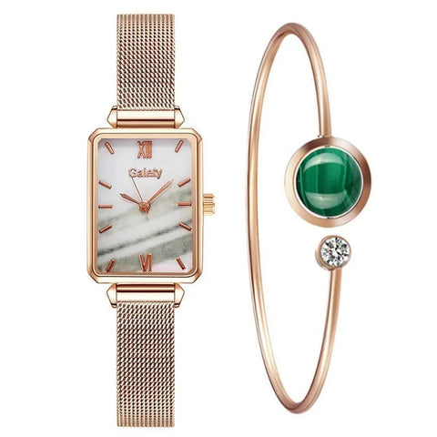 Lujoso reloj de oro para mujer + pulsera gratis